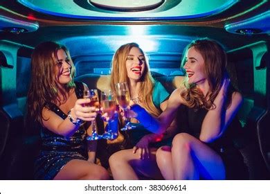 Sexy Girls Party Car Limousine Foto Stok Shutterstock