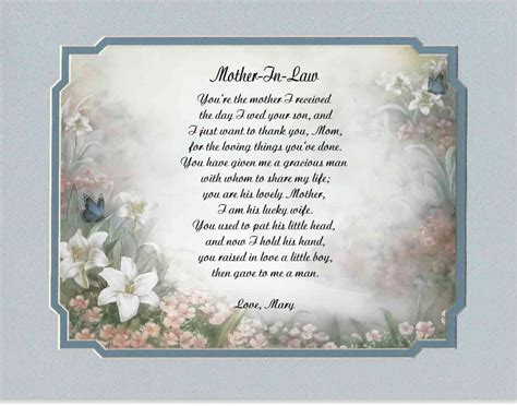 Personalized Poem For Mother In Law T For Mothers Day Etsy