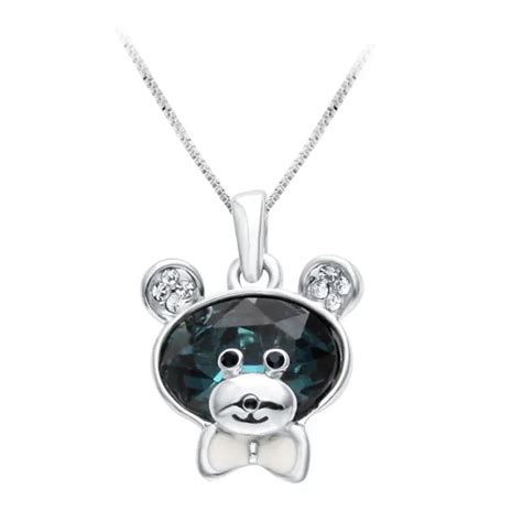 Fashion Crystal Cute Animal Bear Pendant Necklace Woman Clavicle Chain