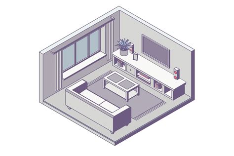 Isometric Living Room Interior Custom Designed Graphic Objects