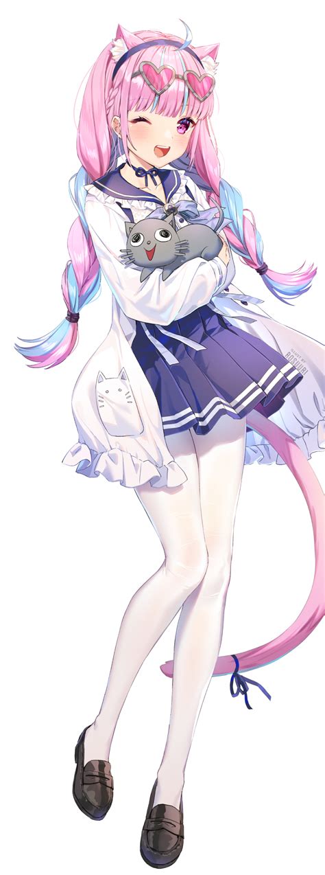 Minato Aqua Rosuuri Cat Girl Anime Anime Girls Digital Art