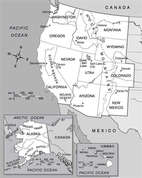 Western United States Map With Capitals