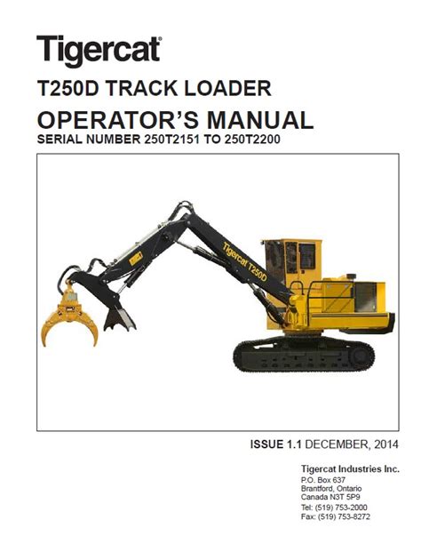 Tigercat T250D Track Loader Operators Service Manual