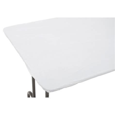 Kwik Covers© Oblong White Plastic Disposable Table Cover 30h X 8l