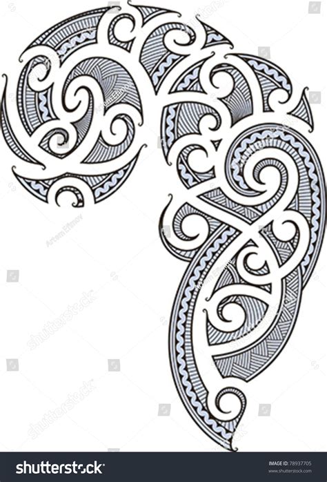 Maori Style Tattoo Designed For A Mans Body Shoulder And Chest Stock