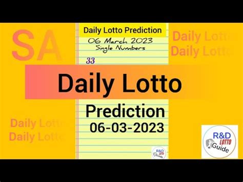 Daily Lotto Prediction For March Sa Daily Lotto Today