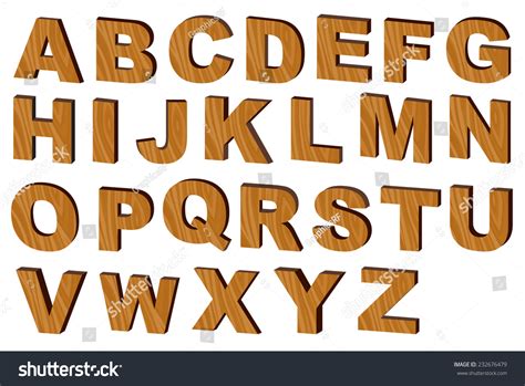 Vektor Stok Upper Case Alphabets Wooden Tanpa Royalti 232676479