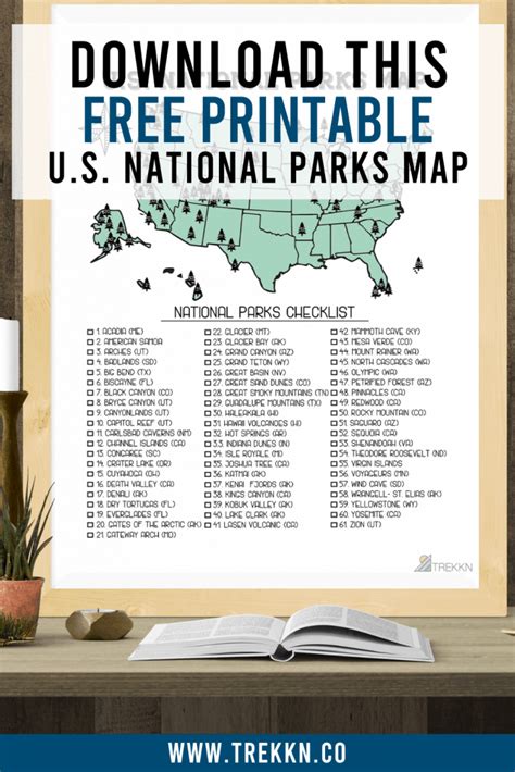 Us National Parks Map 11x14 Print Best Maps Ever Printable National