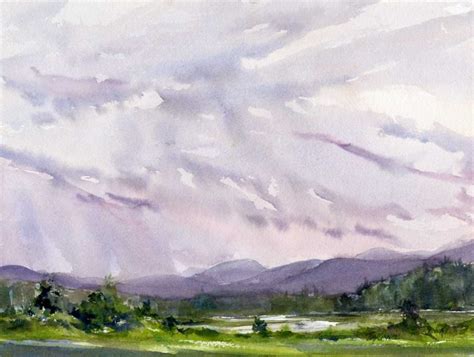 Light Wind Rain En Plein Air Watercolor Landscape Painting Vermont