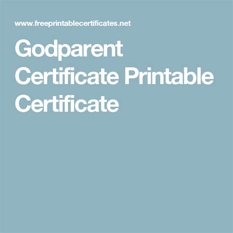 Godparent Certificate Printable Certificate Printable