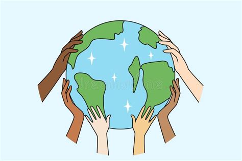 People Hands Holding Planet Earth Stock Vector Illustration Of