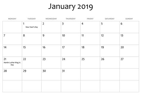 January 2019 Calendar Usa Holidays Free Download Freemium Templates