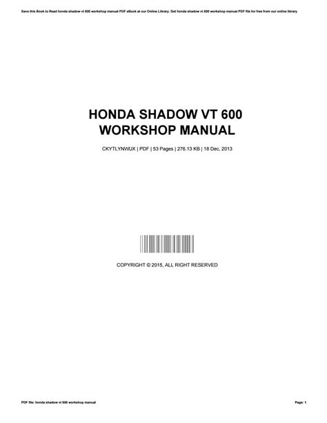 Honda Shadow Vt 600 Workshop Manual By Freealtgen20 Issuu
