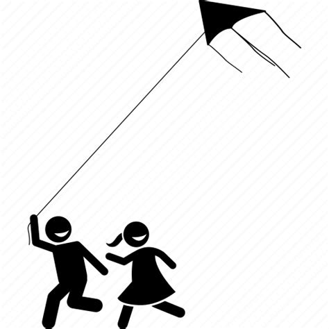 Children Flying Kids Kite Outdoor Playing Icon Download On