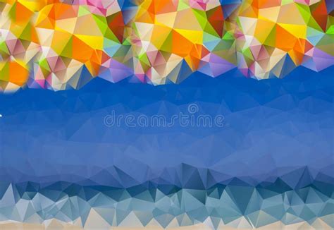 Rainbow And Blue Polygonal Abstract Background Stock Illustration