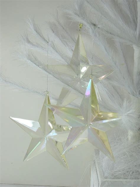 Vintage Star Ornaments Clear Plastic With Beveled Edge By