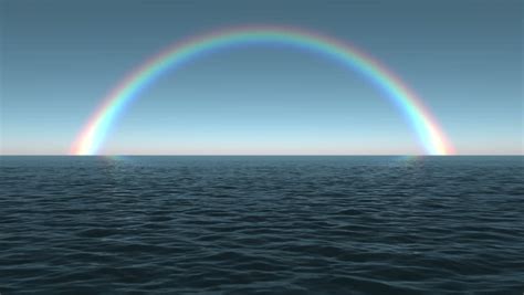 Rainbow Over The Ocean 3d Render Stock Footage Video