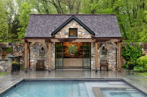 Stone Pool House New Canaan Connecticut Contemporary Pool New