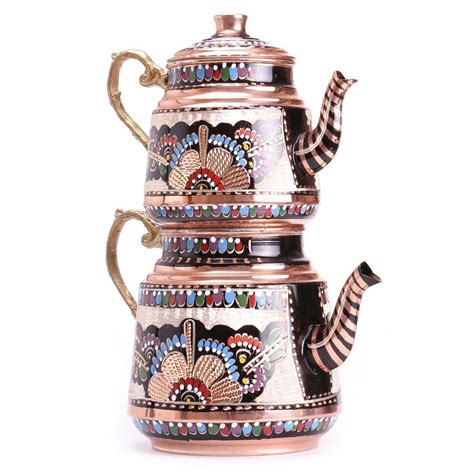 Turkish Traditional Tea Pot Handmade Handhammered Teapot Set