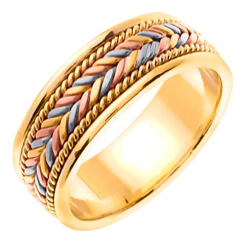 Tri Color Gold Braided Comfort Fit Wedding Band Gold Rings Etsy
