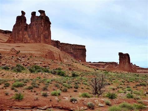 Three Sisters Rock Formation In Arches National Park Utah Photograph