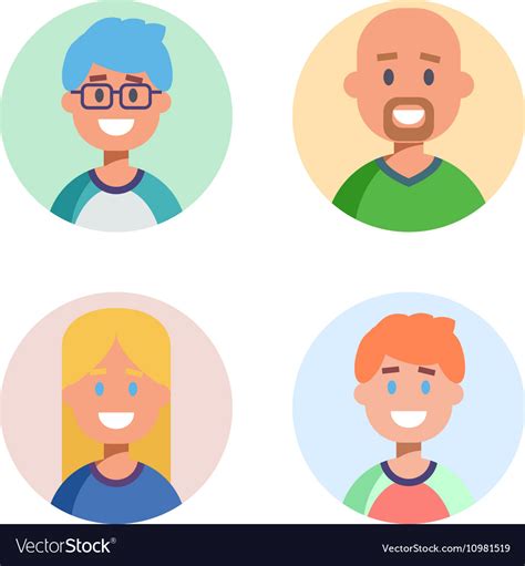 Set Of Flat Design Characters Icons Royalty Free Vector