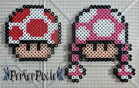 toad and toadette mushrooms by perlerpixie easy perler beads ideas easy perler bead patterns