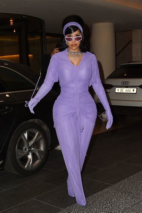 Cardi B Dons All Purple As She Arrives At Ritz Hotel During The Paris Fashion Week In Paris France