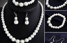 necklace women pearls jewelry stretch imitation rhinestone bracelet earrings set pearl mens popular accessories