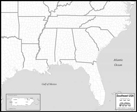 Blank Map Of Southeast Us Interactive Southeastern United At States