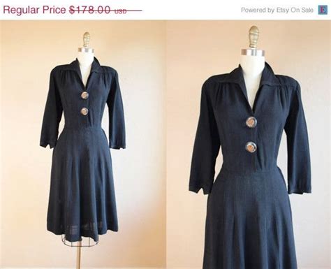 1930s Dress Vintage 30s Dress Black Rayon W Deco Lucite Etsy