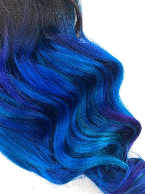 Blue Purple Ombre Dark Gem Colored Hair Extensions Human Etsy