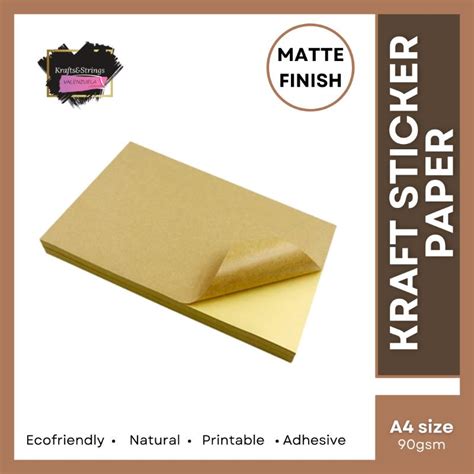 20pcs Printable Brown Kraft Sticker Paper A4 Size Shopee Philippines