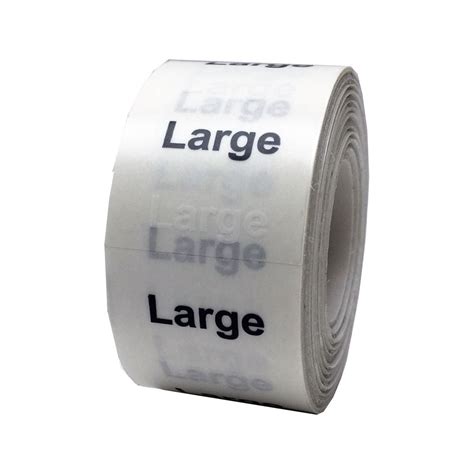 Large Clear Size Strip Labels For Retail Shirts 125 X 5
