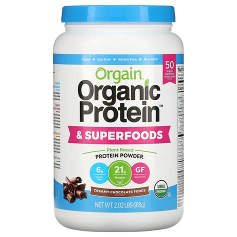 Orgain Organic Protein Superfoods Powder Plant Based Creamy Chocolate Fudge Lbs