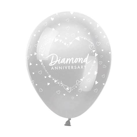 60th Diamond Wedding Anniversary Balloons 12 Latex 6pk Party