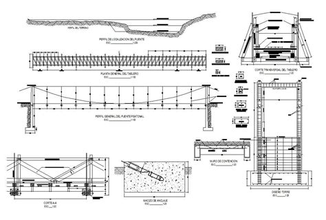 Construction Detail Of Suspension Bridge In Autocad Cadbull