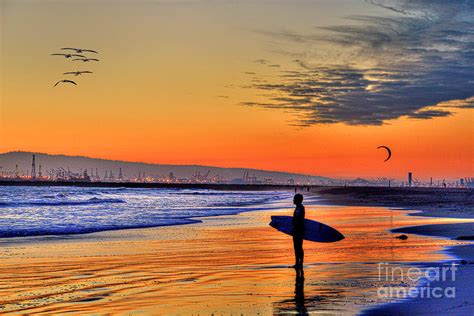 Sunset Surfer Gantry Cranes Looming Photograph By David Zanzinger Pixels