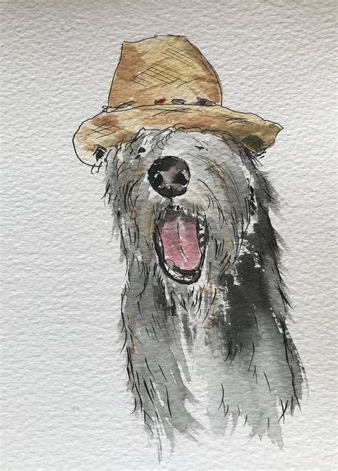Original Painting Watercolour Lurcher Dog Art Etsy Original