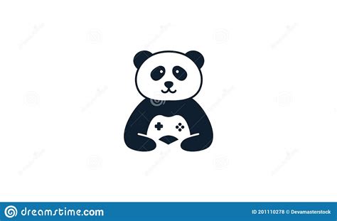 Animal Panda Happy Cute With Stick Games Logo Vector Icon Design Stock