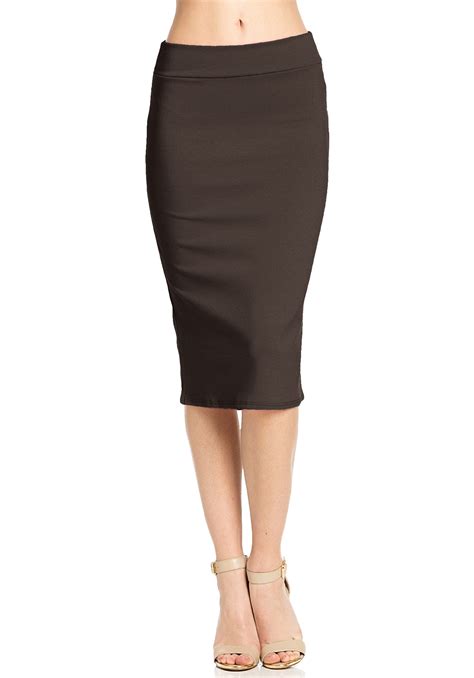Clothingave High Waist Simple And Elegant Knee Length Fitted Pencil Skirt