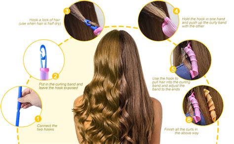 Uraqt Hair Curlers Styling Kit 30cm Hair Rollers Heatless Spiral Curls Wave Style Rollers For