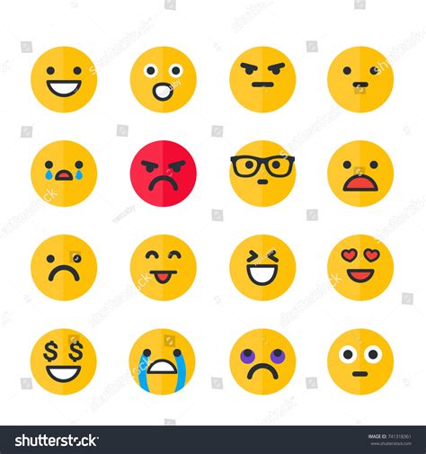 Emoticons Set Emoji Smile Icons Isolated 库存矢量图（免版税）741318361 Shutterstock