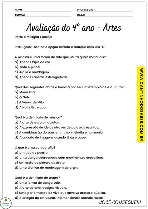 Provas De Artes 4 Ano