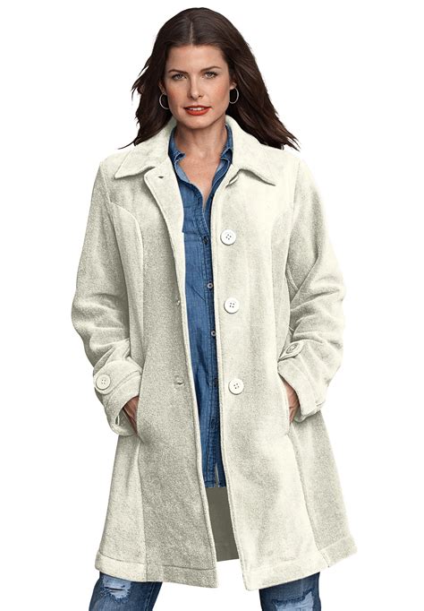 Roamans Roamans Womens Plus Size Plush Fleece Jacket Soft Coat