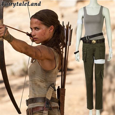 2018 Movie Tomb Raider Lara Croft Cosplay Costume Halloween Costumes