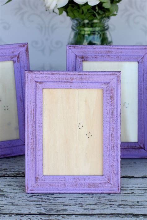 Shabby Chic Purple Frames Rustic Distressed Paint Set Of 4 2699 Via