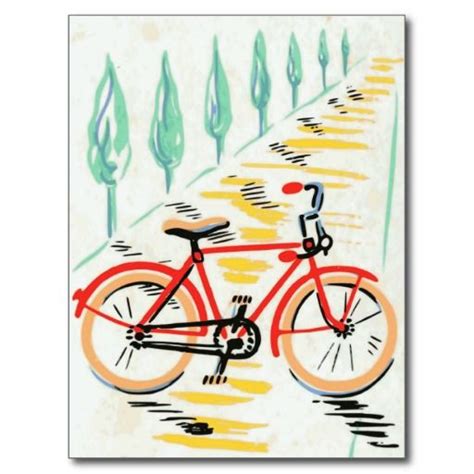 Vintage Bicycle Art Postcard Vintage Bicycle Art