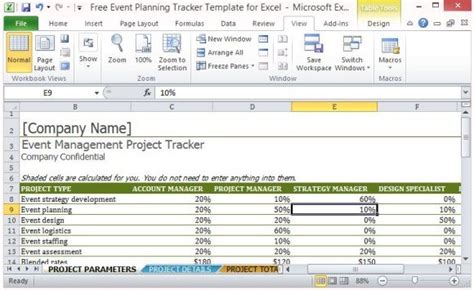 event planning tracker template  excel