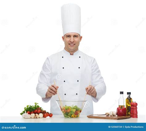 Happy Male Chef Cook Cooking Food Stock Photo Image Of Gourmet